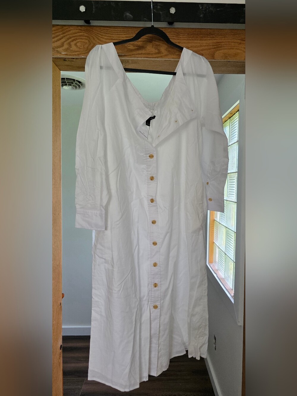 Banana Republic White Off-shoulder Button-Front Midi Dress